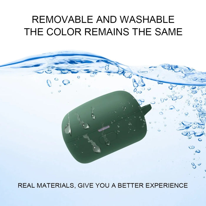 For Sony LinkBuds Earphone Silicone Case Solid Color Earbuds Charging Box Protective Cover with Buckle - Blackish Green - 6