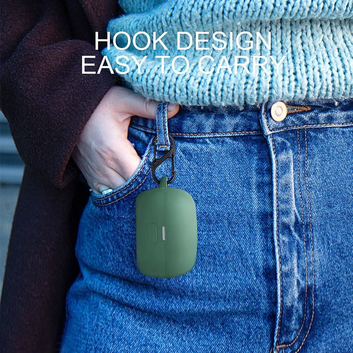 For Sony LinkBuds Earphone Silicone Case Solid Color Earbuds Charging Box Protective Cover with Buckle - Blackish Green - 7