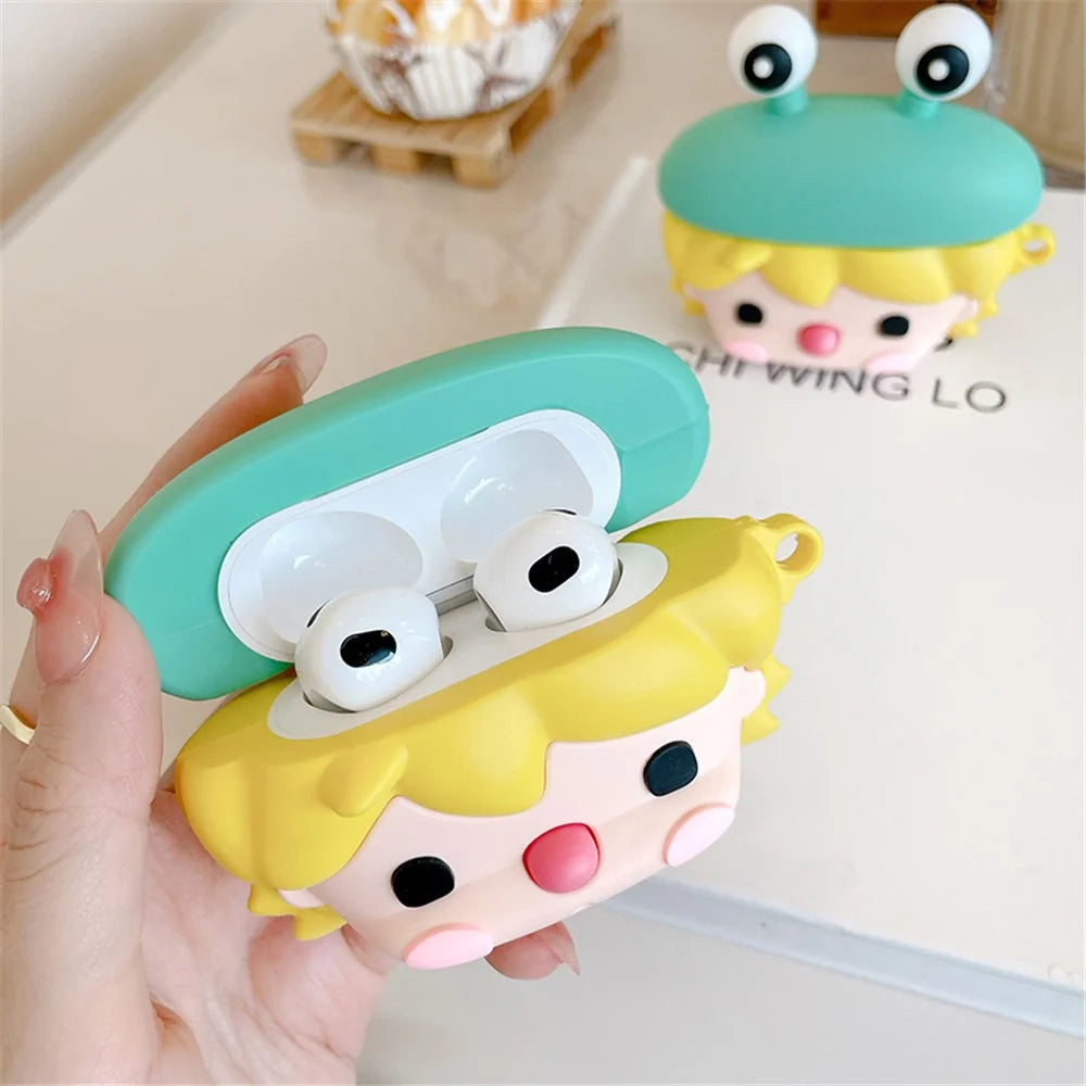 For Apple AirPods 3 Cute Frog Design Earphone Silicone Case Charging Box Protective Cover with Hook - 3