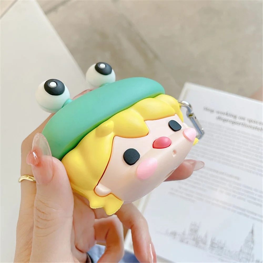 For Apple AirPods 3 Cute Frog Design Earphone Silicone Case Charging Box Protective Cover with Hook - 7