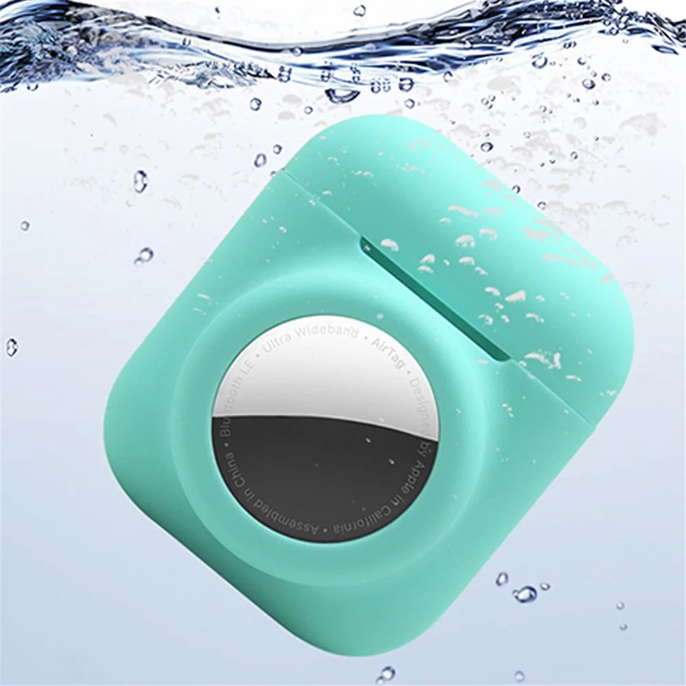 For AirPods with Wireless Charging Case (2019)/AirPods with Charging Case (2019)/(2016) + for AirTag 2-in-1 Silicone Protective Cover Case with Earphone Anti-lost Rope - Luminous Green/White Rope - 5