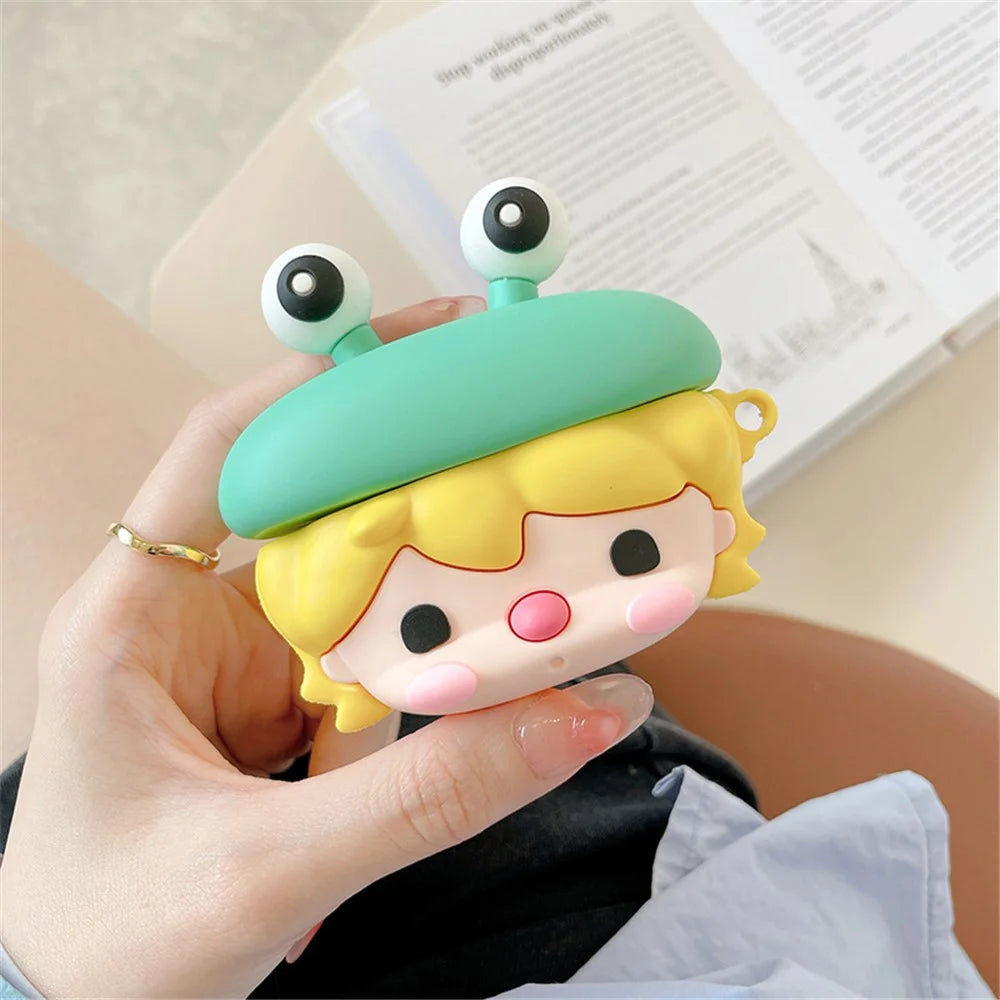 For Apple AirPods Pro Cute Frog Design Earphone Anti-scratch Soft Silicone Protective Case Charging Box Cover with Hook - 3