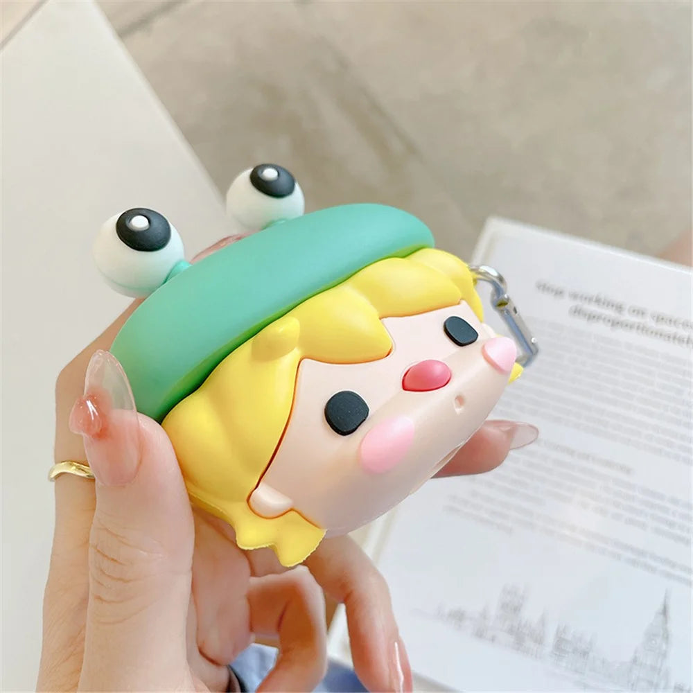 For Apple AirPods Pro Cute Frog Design Earphone Anti-scratch Soft Silicone Protective Case Charging Box Cover with Hook - 7