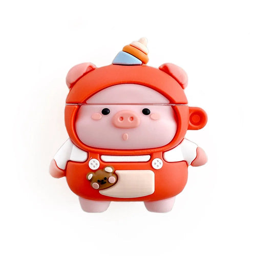 For Apple AirPods with Charging Case (2016)/(2019)/AirPods with Wireless Charging Case (2019) Cute Pig Silicone Protective Case - 1