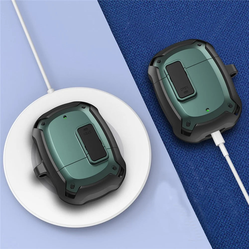 For Google Pixel Buds 2 Snap-on Lid Design Wireless Earphone Protective Case Anti-drop Shell with Hanging Buckle - Green - 4