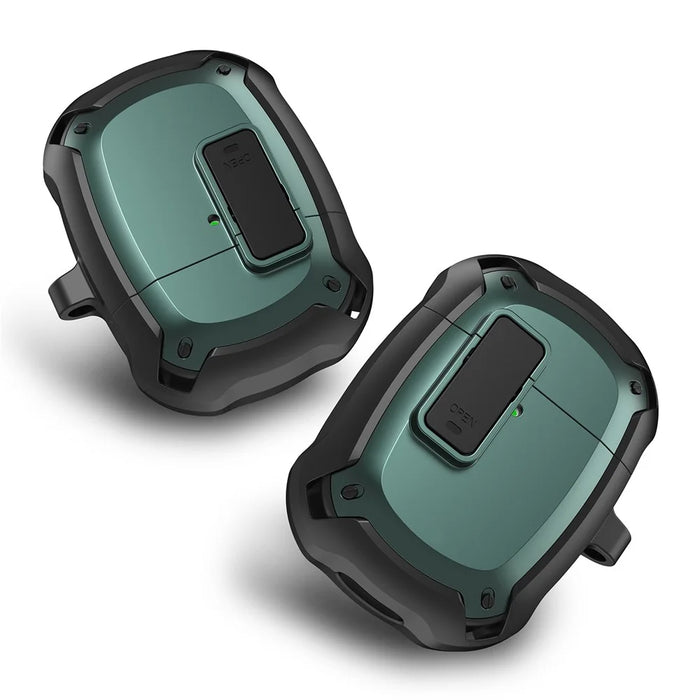 For Google Pixel Buds A Bluetooth-compatible Earbuds Protective Case Snap-on Lid Design Anti-drop Earphone Cover with Hanging Buckle - Green - 7