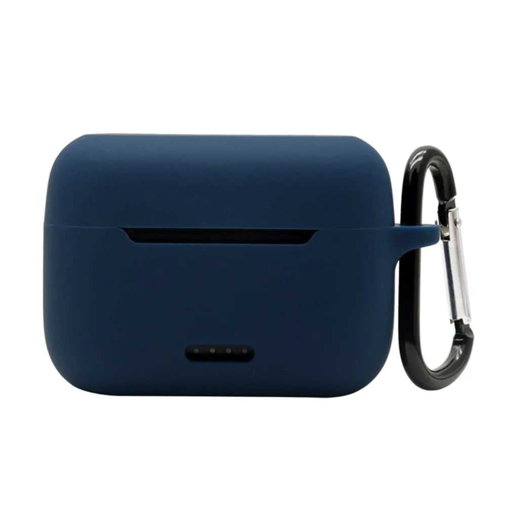 Anti-fall Silicone Case for TOZO NC2 Wireless Bluetooth-compatible Headphones Cover with Anti-lost Carabiner - Midnight Blue - 2