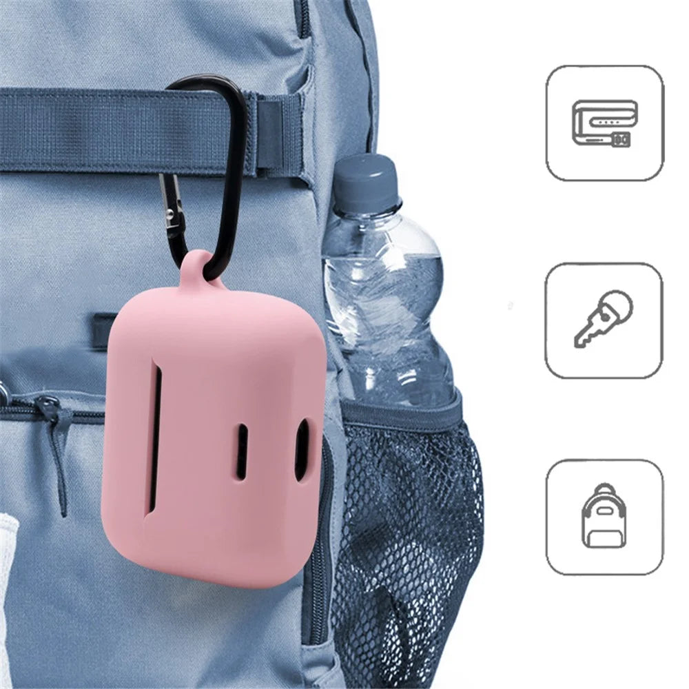 Anti-fall Silicone Case for TOZO NC2 Wireless Bluetooth-compatible Headphones Cover with Anti-lost Carabiner - Midnight Blue - 5