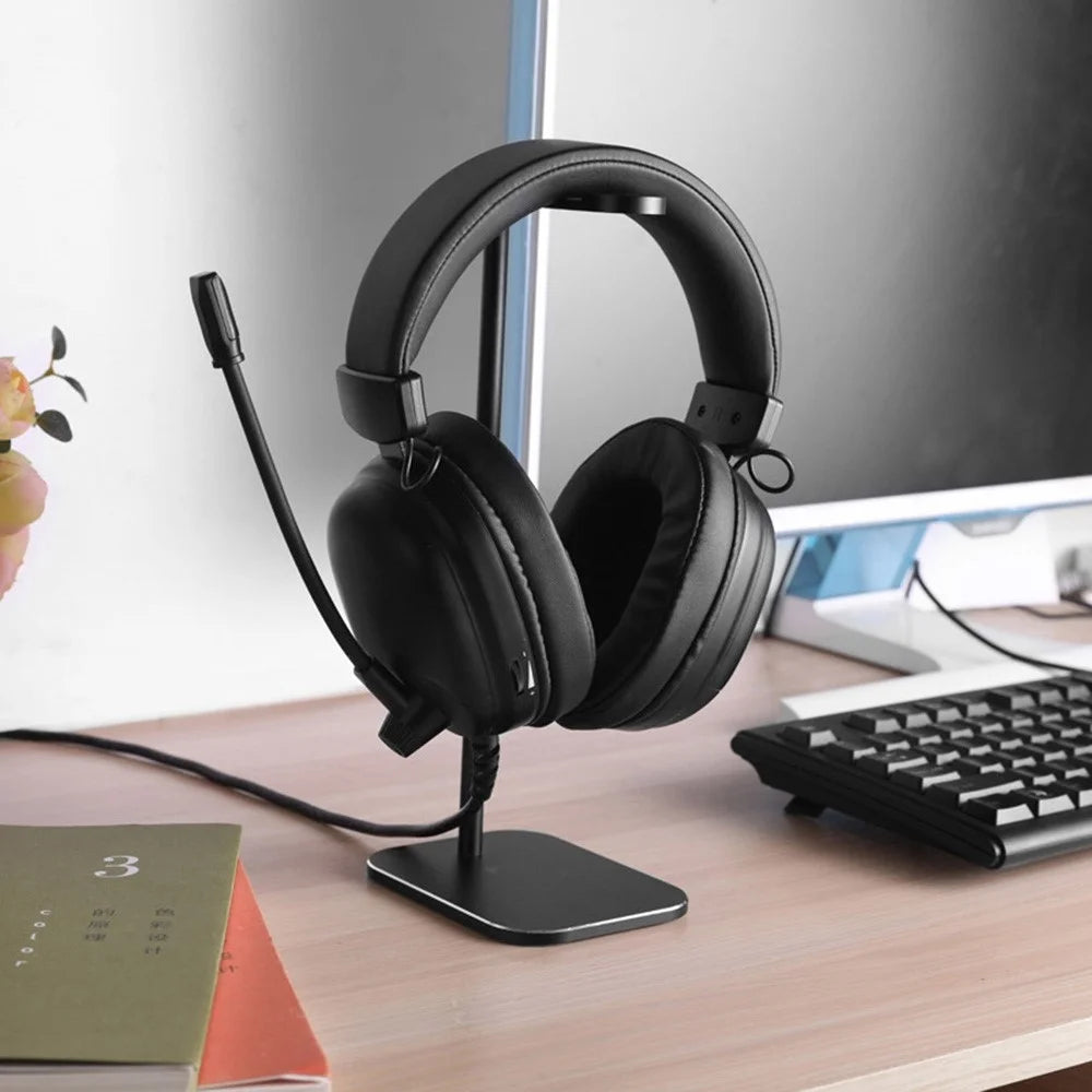 Z9 Universal Aluminum Alloy Desktop Headphone Stand Anti-slip Silicone Pad Headset Display Organizer Hanger Rack Holder - Black - 4