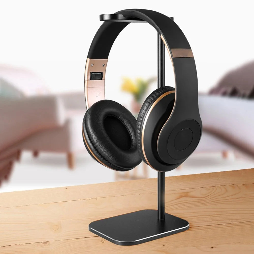 Z9 Universal Aluminum Alloy Desktop Headphone Stand Anti-slip Silicone Pad Headset Display Organizer Hanger Rack Holder - Black - 5