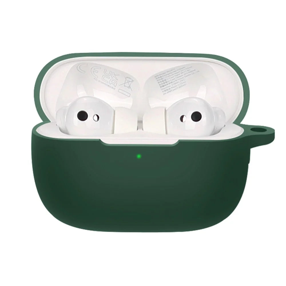 For Honor Earbuds 3 Pro Wireless Earphone Silicone Protective Case Cover with Anti-lost Buckle - Blackish Green - 1