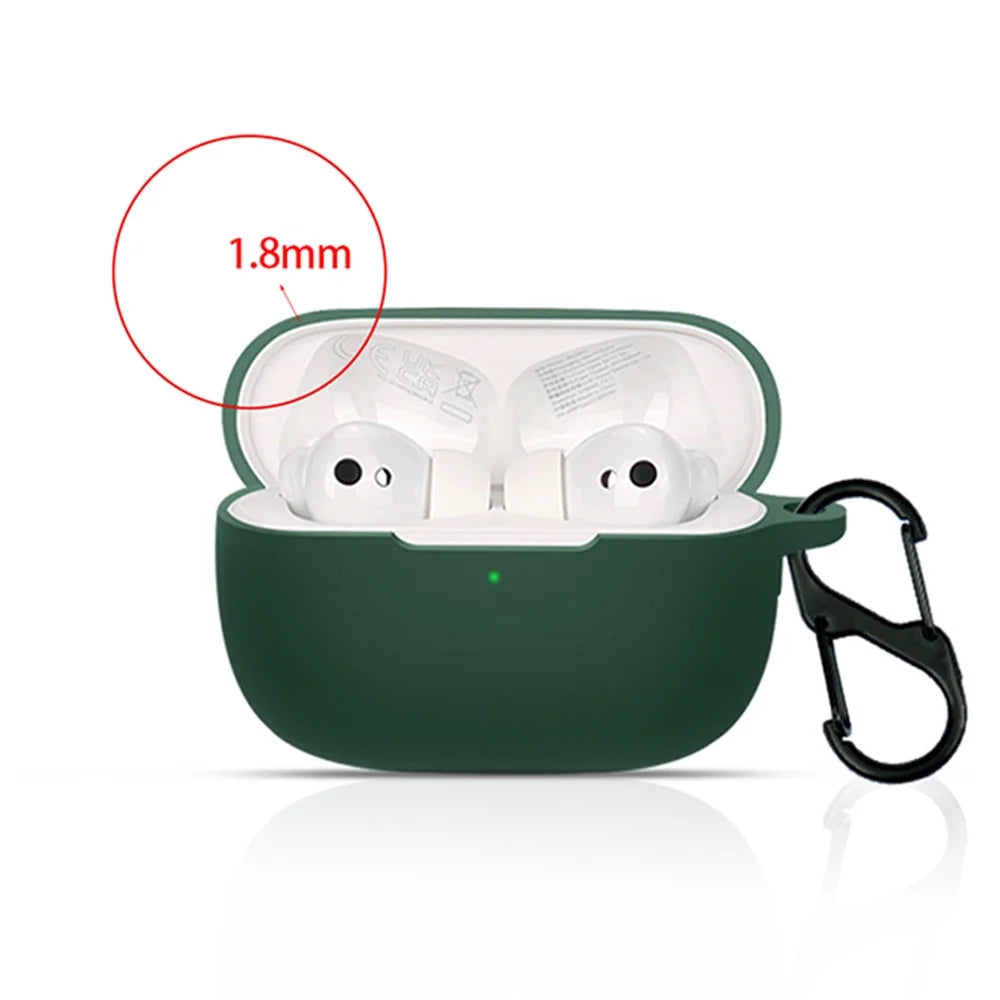 For Honor Earbuds 3 Pro Wireless Earphone Silicone Protective Case Cover with Anti-lost Buckle - Blackish Green - 2