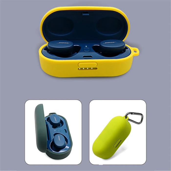 For Bose Sport Earbuds Bluetooth-compatible TWS Earphone Silicone Cover Drop-proof Case with Anti-lost Buckle - White - 2