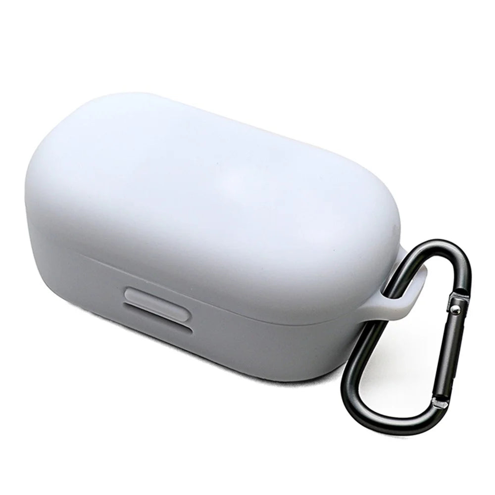 For Bose QuietComfort Earbuds Silicone Cover Bluetooth-compatible TWS Earphone Protective Sleeve Case with Anti-lost Buckle - White - 1