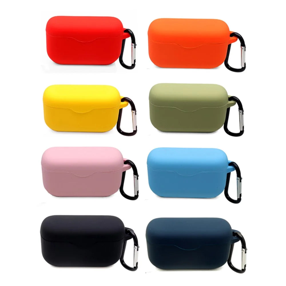 For Sony WF-H800 TWS Bluetooth-compatible Earphone Silicone Drop-proof Cover Case with Hanging Buckle - Orange - 4