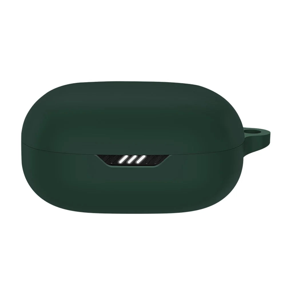 For JBL WAVE 300 TWS Earphone Silicone Cover Drop-proof Case with Anti-lost Buckle - Midnight Green - 1