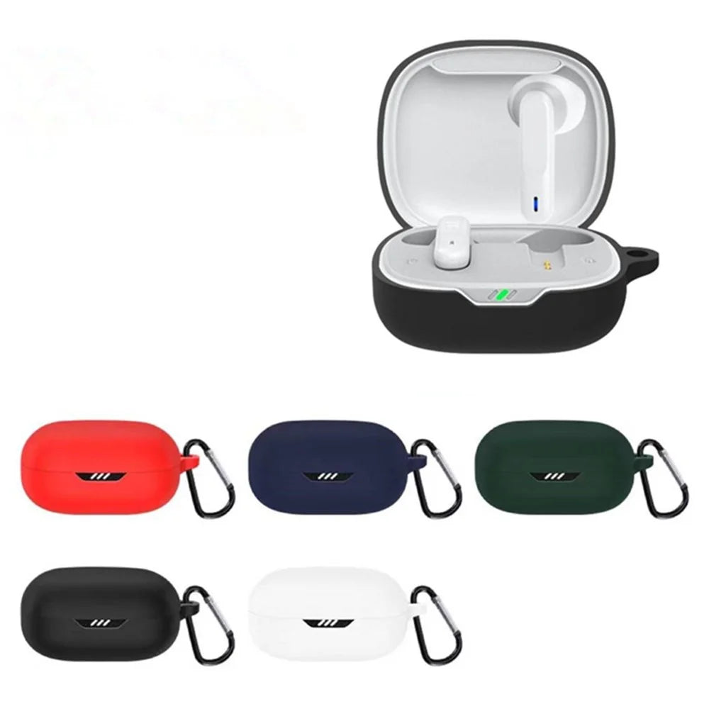 For JBL WAVE 300 TWS Earphone Silicone Cover Drop-proof Case with Anti-lost Buckle - Midnight Green - 2