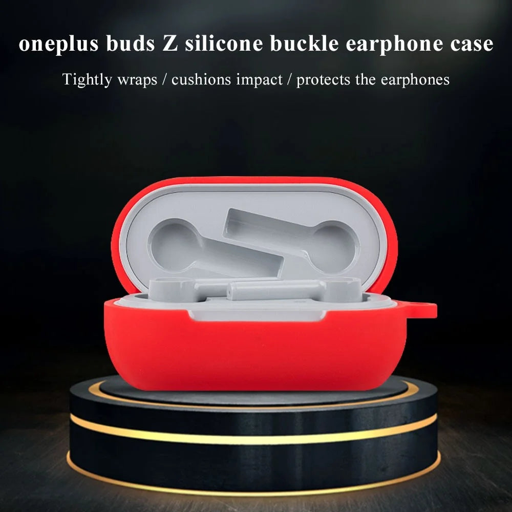 For OnePlus Buds Z Soft Silicone Anti-fingerprint Anti-drop Bluetooth-compatible Earphone Protective Case Cover with Buckle - Light Green - 2