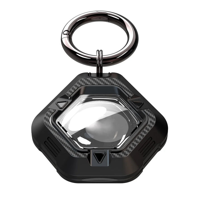 For Apple AirTag Locator Carbon Fiber Pattern Shockproof Case Protective Cover with Hanging Buckle - Black - 7