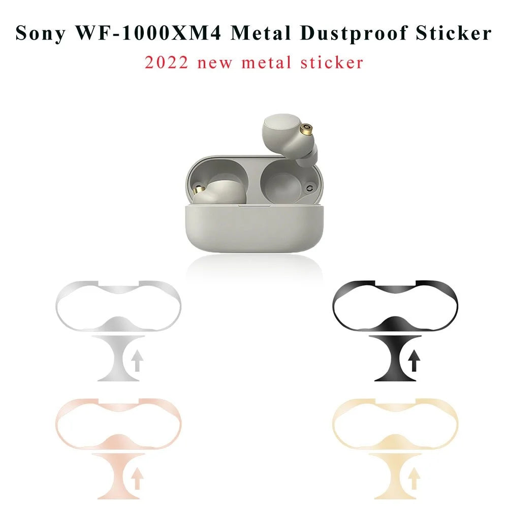 For Sony WF-1000XM4 Bluetooth-compatible Earphone Metal Dust-proof Guard Sticker Charging Case Cover - Rose Gold - 2
