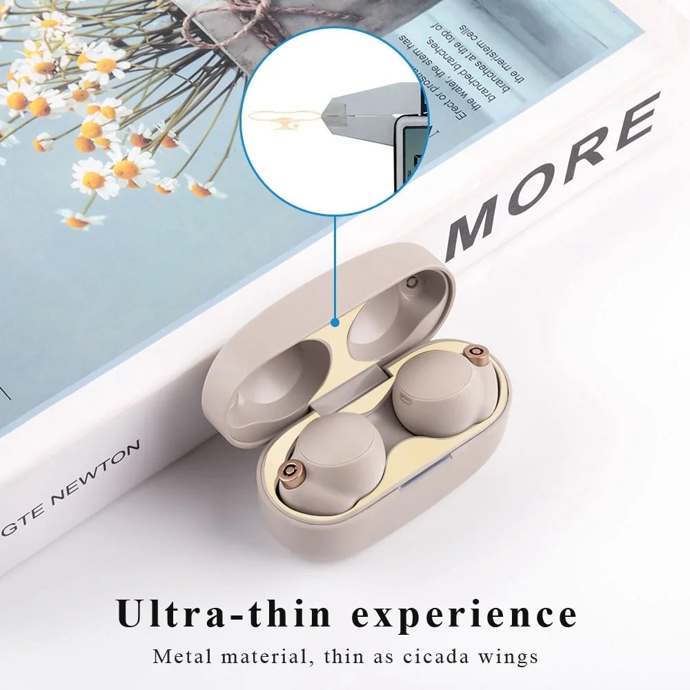 For Sony WF-1000XM4 Bluetooth-compatible Earphone Metal Dust-proof Guard Sticker Charging Case Cover - Rose Gold - 4