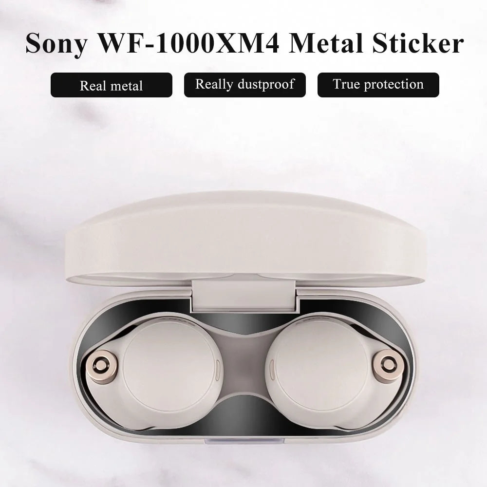 For Sony WF-1000XM4 Bluetooth-compatible Earphone Metal Dust-proof Guard Sticker Charging Case Cover - Rose Gold - 6
