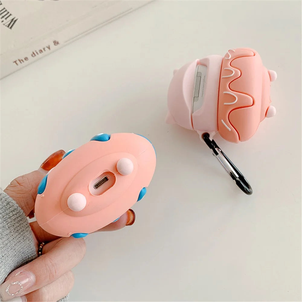 For Apple AirPods with Charging Case (2016)/(2019)/AirPods with Wireless Charging Case (2019) Donut Pig Silicone Earbuds Case Shockproof Protective Cover - Blue - 6