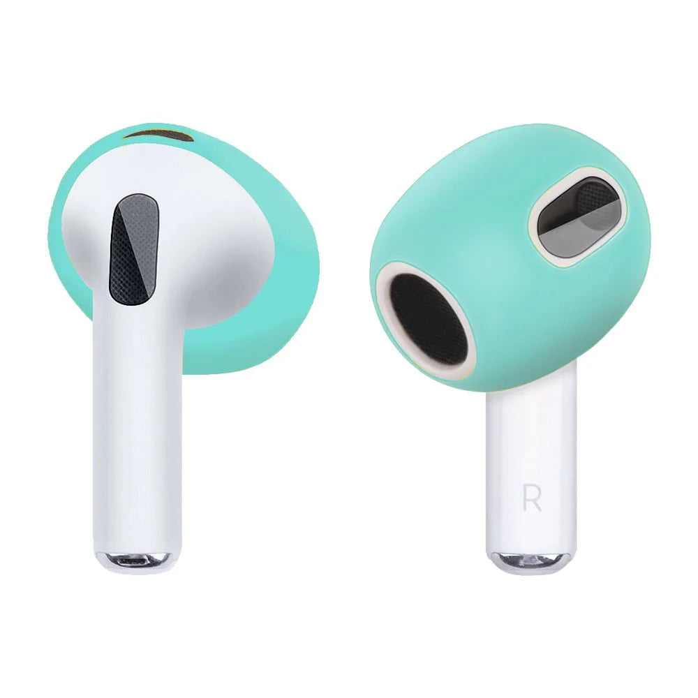 1 Pair Silicone Earphone Ear Caps for Apple AirPods 3, Bluetooth-compatible Earbuds Ear Tips Protective Covers - Mint Green - 1