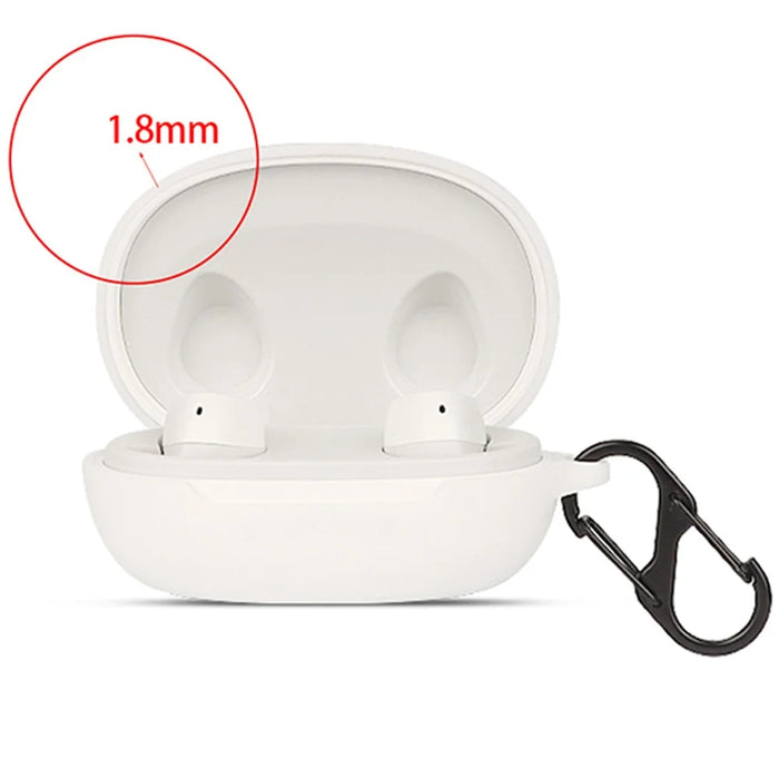 For JBL FREE II Bluetooth-compatible Wireless Earphone Silicone Case Drop-proof Charging Box Cover Protector with Anti-loss Hook - White - 3