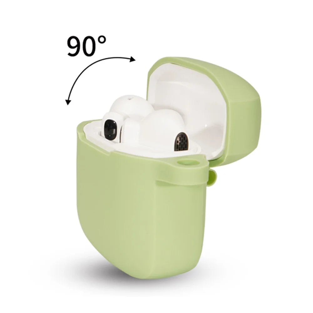 For Edifier LolliPods Mini TWS Bluetooth-compatible Earphone Silicone Cover Drop-proof Case with Anti-lost Buckle - Light Green - 4