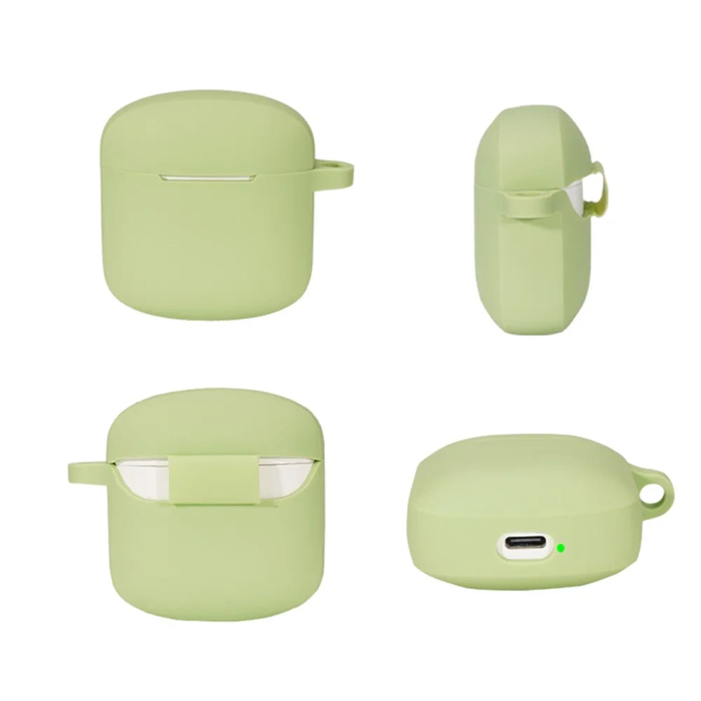 For Edifier LolliPods Mini TWS Bluetooth-compatible Earphone Silicone Cover Drop-proof Case with Anti-lost Buckle - Light Green - 7