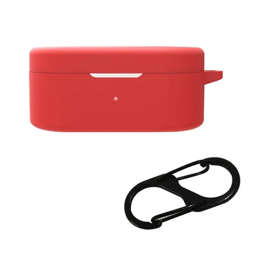 For OnePlus Buds N / Nord Buds Bluetooth-compatible Earphone Silicone Cover Anti-scratch Case with Anti-lost Buckle - Red - 1