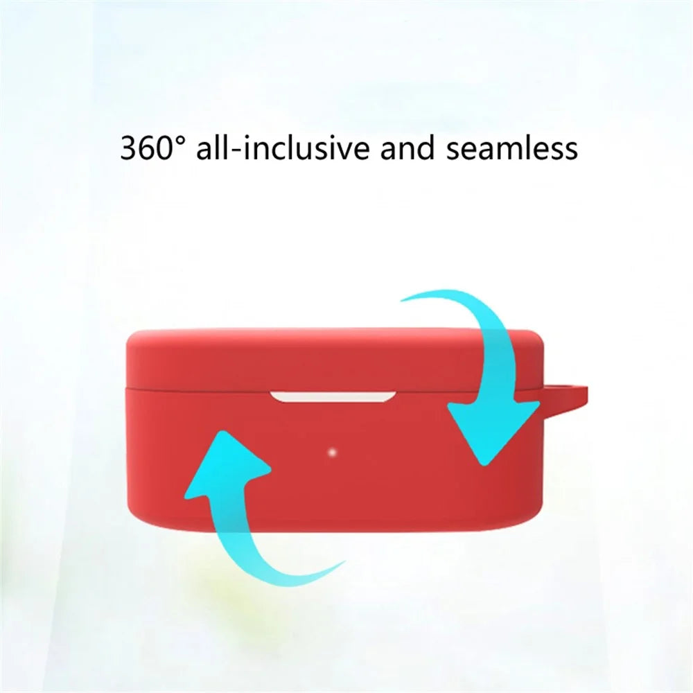 For OnePlus Buds N / Nord Buds Bluetooth-compatible Earphone Silicone Cover Anti-scratch Case with Anti-lost Buckle - Red - 5