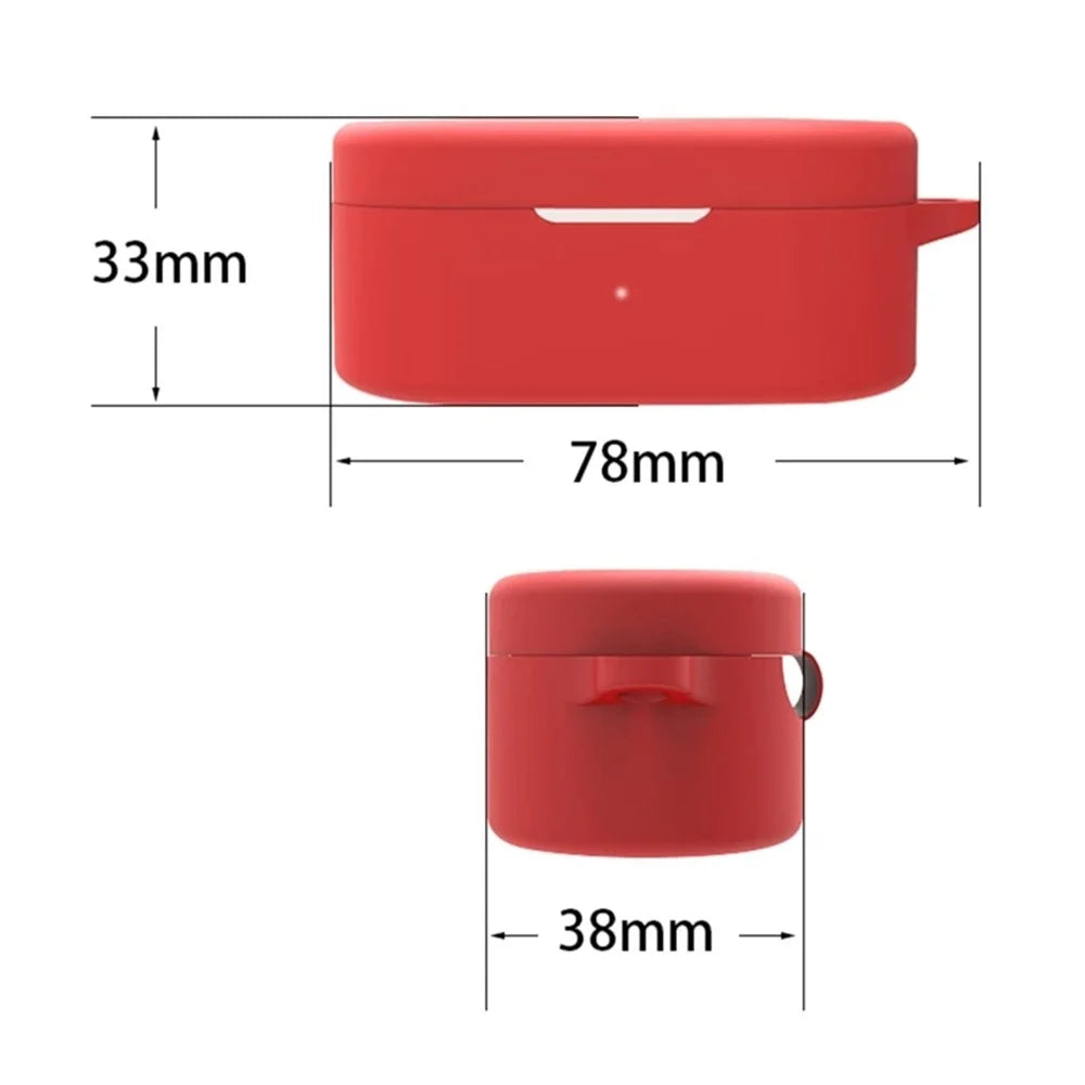 For OnePlus Buds N / Nord Buds Bluetooth-compatible Earphone Silicone Cover Anti-scratch Case with Anti-lost Buckle - Red - 7