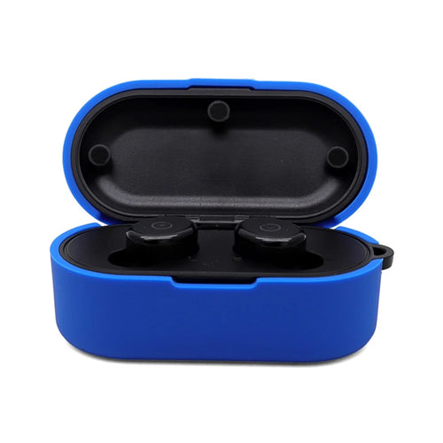 Earphone Case for TOZO T10, Bluetooth-compatible Earbuds Silicone Cover Charging Box Shell Protector with Anti-loss Buckle - Blue - 1
