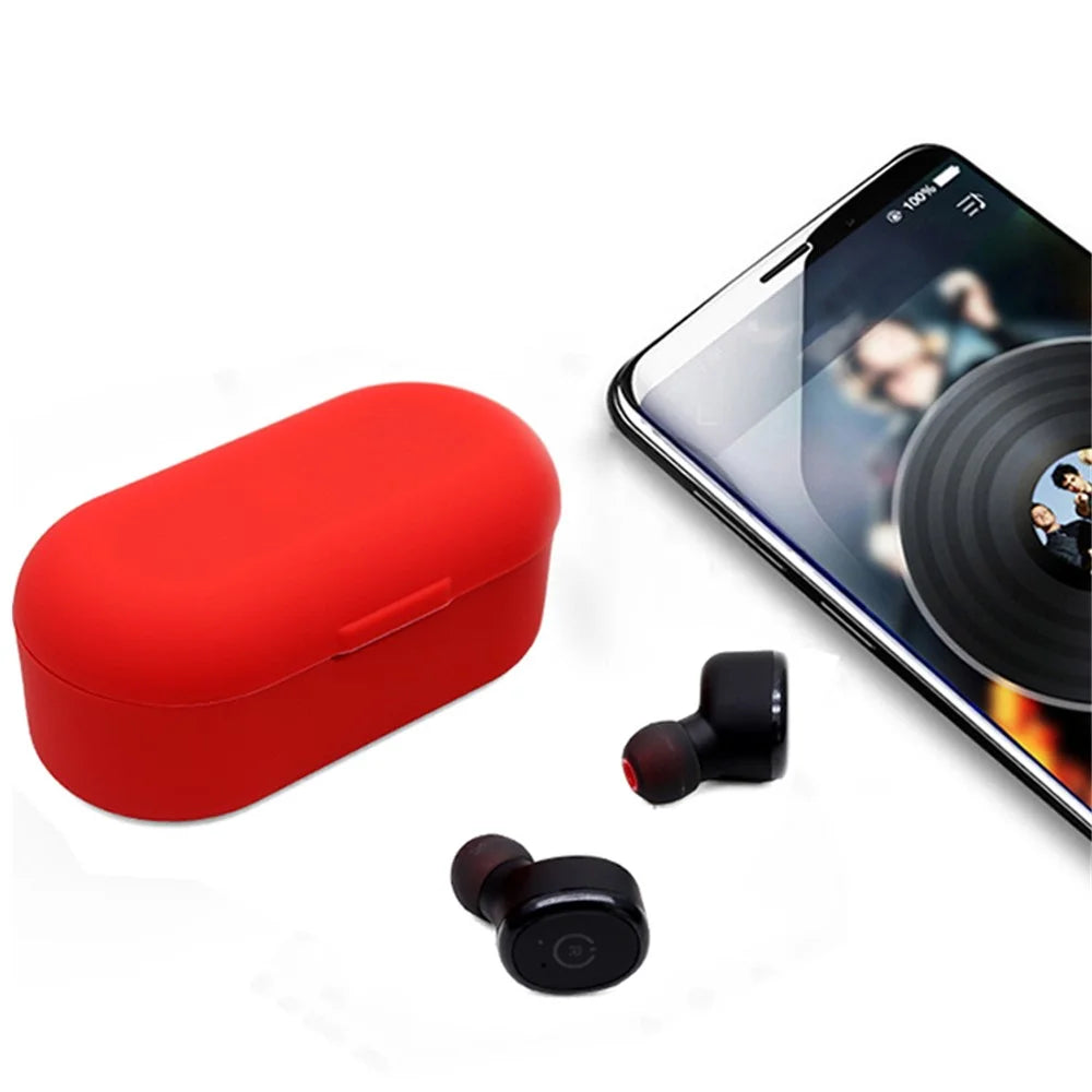 Earphone Case for TOZO T10, Bluetooth-compatible Earbuds Silicone Cover Charging Box Shell Protector with Anti-loss Buckle - Blue - 6