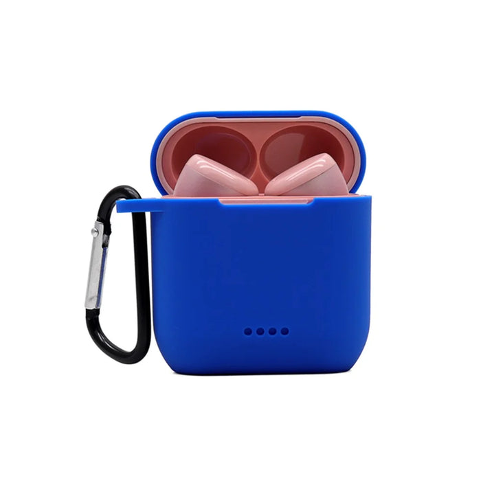 Bluetooth-compatible Earphone Protective Case for TOZO T6, Soft Silicone Charging Box Anti-drop Cover Shell with Anti-loss Buckle - Blue - 4