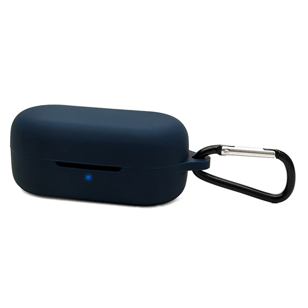 For TOZO T12 Bluetooth-compatible Earphone Silicone Case Anti-scratch Charging Box Protective Cover with Anti-loss Buckle - Midnight Blue - 1