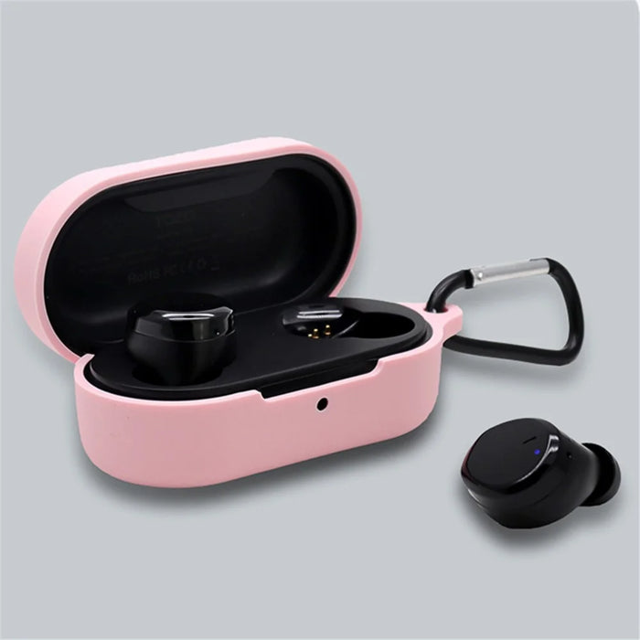 For TOZO T12 Bluetooth-compatible Earphone Silicone Case Anti-scratch Charging Box Protective Cover with Anti-loss Buckle - Midnight Blue - 3