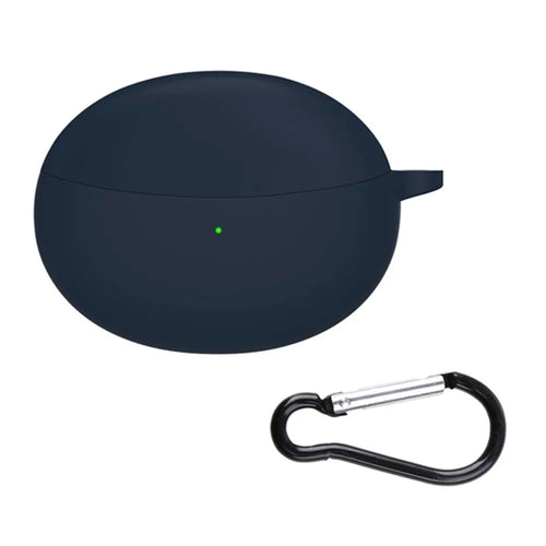 For OPPO Enco Air2 Pro Earbuds Silicone Case Earphone Organizer Protective Skin Sleeve with Carabiner - Midnight Blue - 1