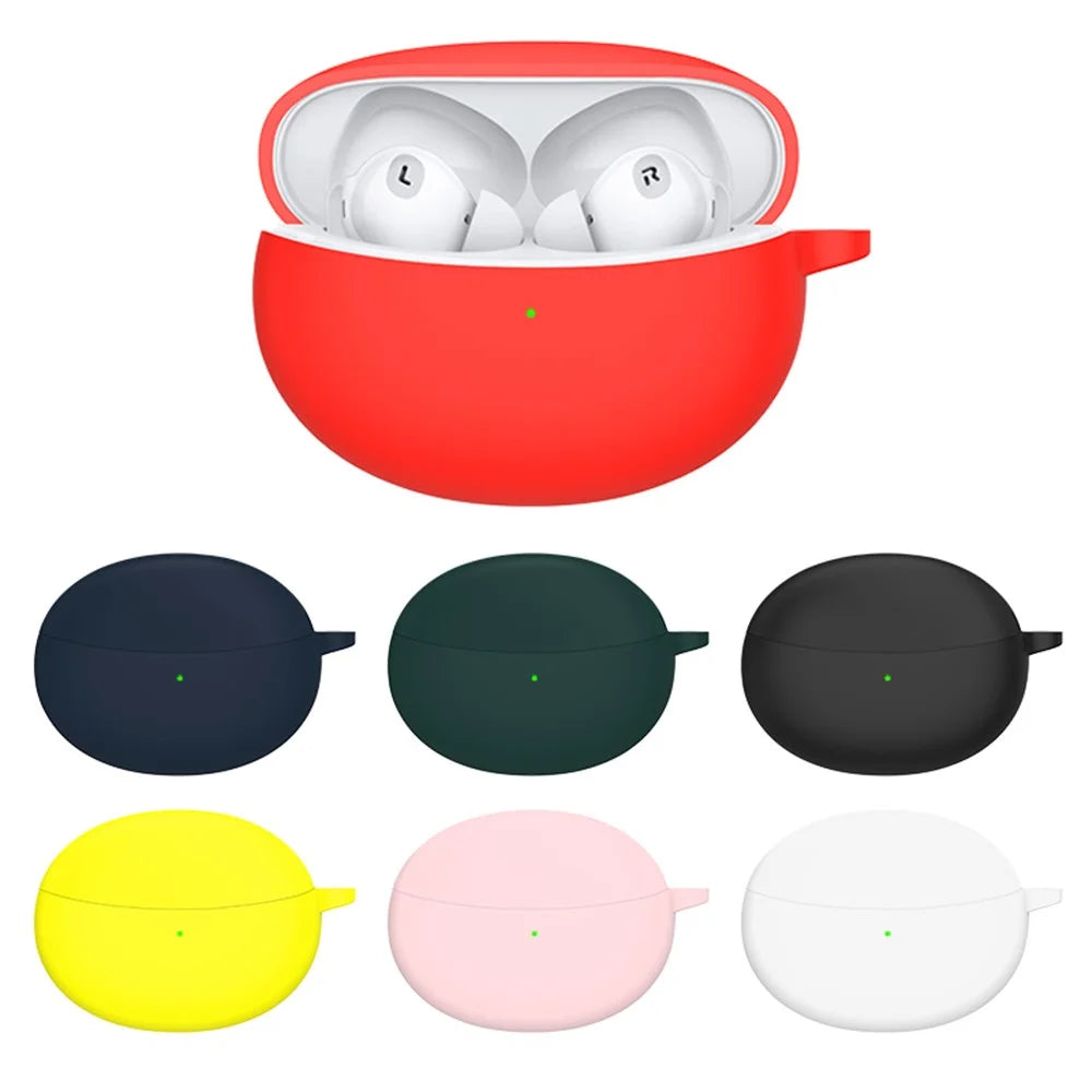For OPPO Enco Air2 Pro Earbuds Silicone Case Earphone Organizer Protective Skin Sleeve with Carabiner - Midnight Blue - 3
