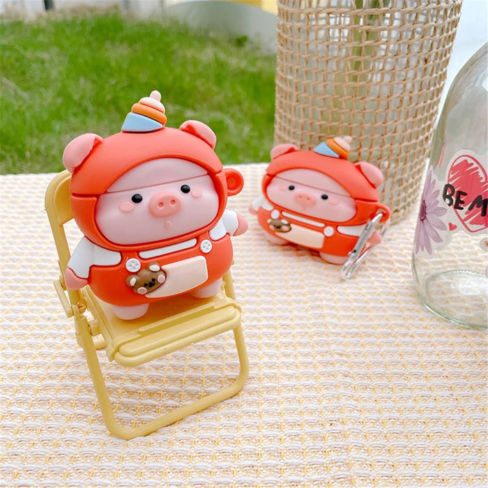 Silicone Earphone Case for Apple AirPods 3 Full Protection Cute Piggy Design Charging Box Shockproof Cover Protector with Hook - 3