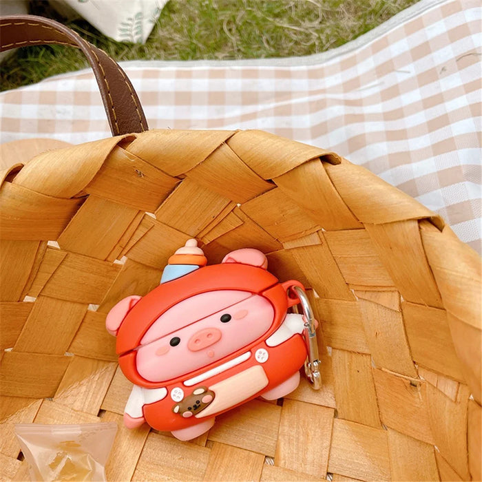 Silicone Earphone Case for Apple AirPods 3 Full Protection Cute Piggy Design Charging Box Shockproof Cover Protector with Hook - 6