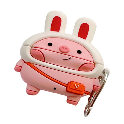 For Apple AirPods Pro Silicone Earphone Case Cute Piggy Design Charging Box Scratch-resistant Drop-proof Cover Protector with Hook - 1