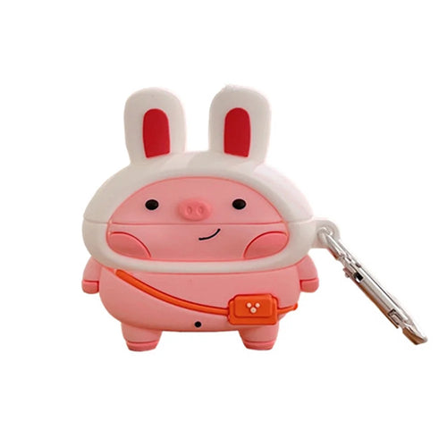 Silicone Earphone Case for Apple AirPods 3 Cute Piggy Design All-around Protection Charging Box Cover Protector with Hook - 1