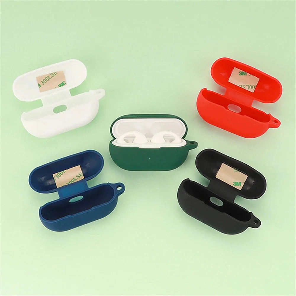 Silicone Case for Sony Ambie AM-TW01, Bluetooth-compatible Earphone Charging Box Protective Cover with Anti Loss Buckle - Red - 4