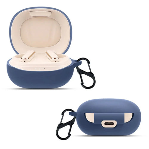 For Soundcore Life P3 Bluetooth-compatible Earphone Protective Silicone Case Anti-scratch Charging Box Protector with Hanging Buckle - Dark Blue - 1