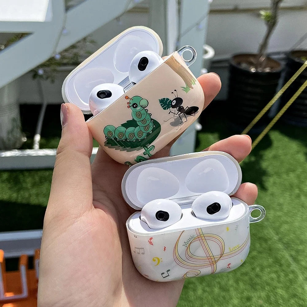For Apple AirPods 3 IMD Stylish Pattern Protective Cover Earphone Charging Box Drop-proof TPU Case - Apple/Lemon - 4