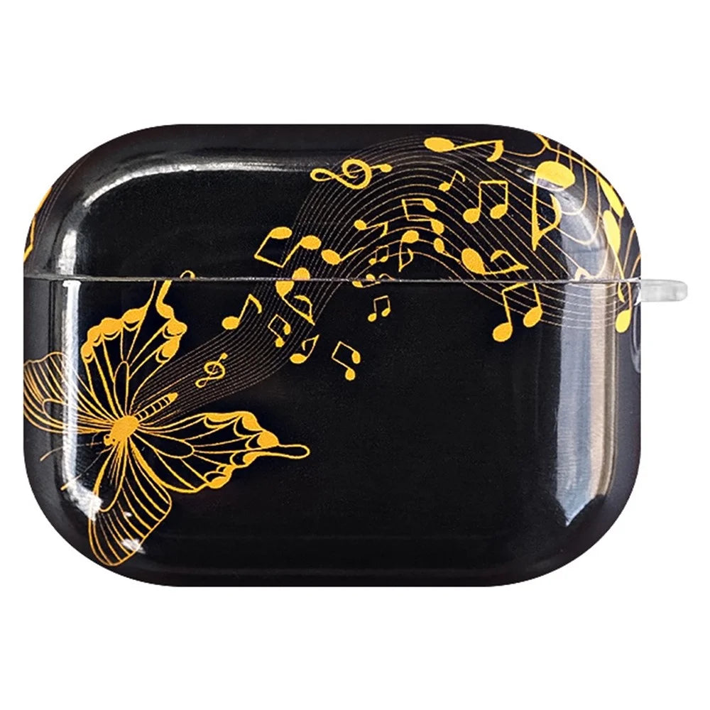 For Apple AirPods Pro Stylish Pattern IMD Protective Cover Earphone Charging Box Shockproof TPU Case - Notes/Butterfly - 1