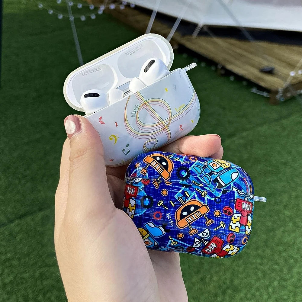 For Apple AirPods Pro Stylish Pattern IMD Protective Cover Earphone Charging Box Shockproof TPU Case - Notes/Butterfly - 5